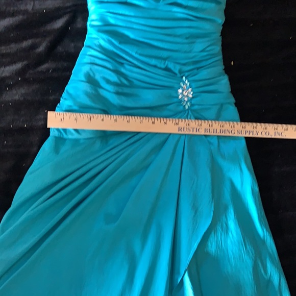 Exclusive Simon V turquoise strapless prom gown size XS formal wedding party - Picture 9 of 12